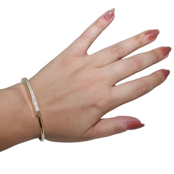 14k Solid Gold Lock Bangle Heavy Gold Bracelet 13.08 Grams - Picture 2 of 12